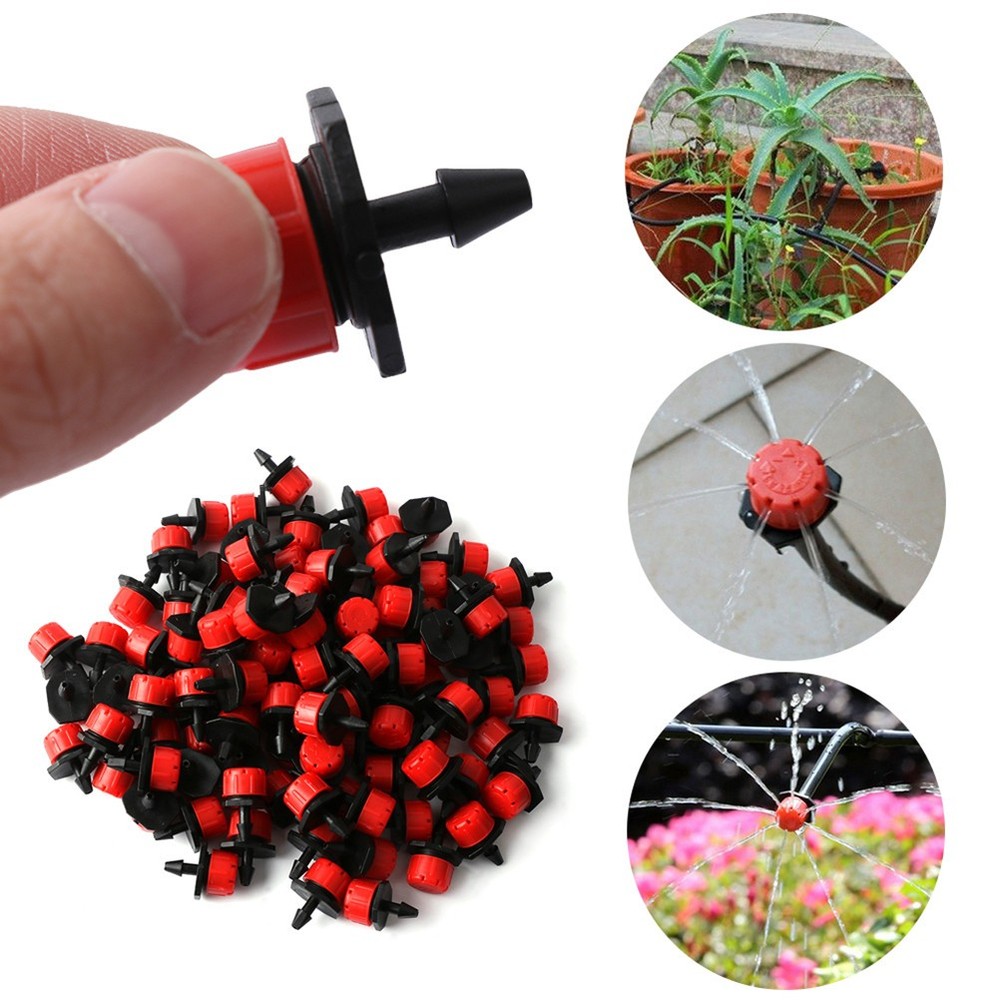 50 Pcs Micro Drip Irrigation Sprinkler System Adjustable Spray Nozzle