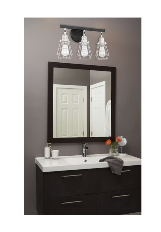 Craftmade Thatcher 19-in 3-Light Black Transitional Vanity Light