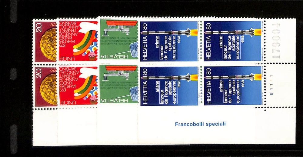 Switzerland, Postage Stamp, #677-680 Blocks Mint NH, 1979 Space (BB)