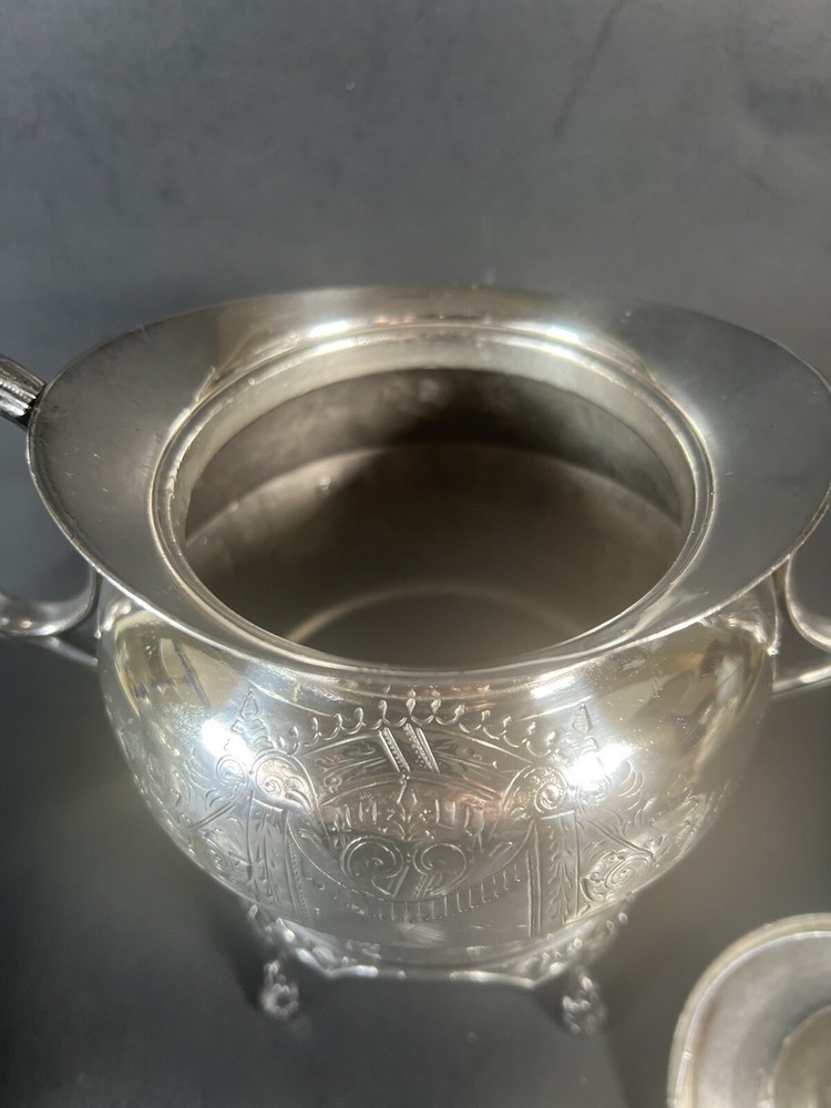 Empire Style 19th C Webster Co. Silverplate Covered Sugar and Creamer