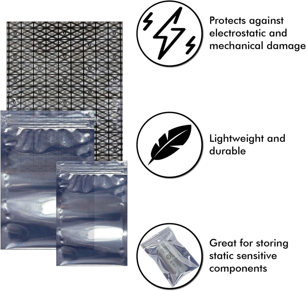 ESD Shielding Bag Set - 40 Assorted Anti-Static Bags for Electronics Protection