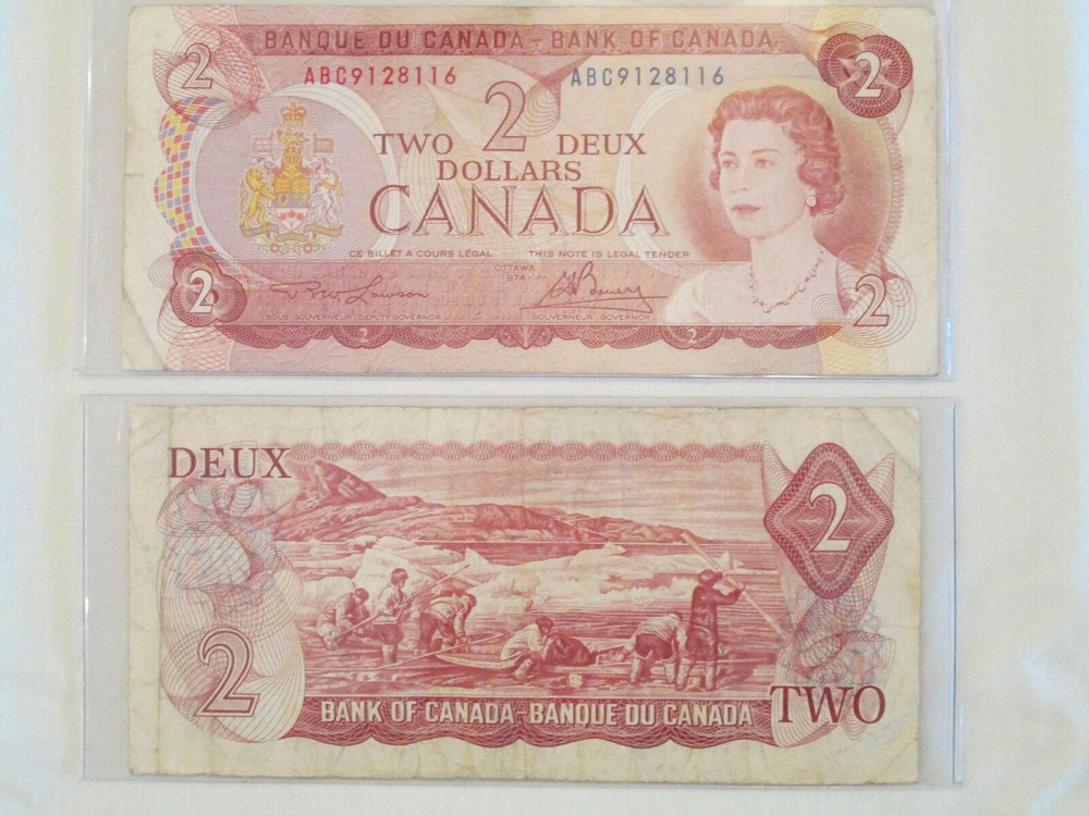 Two dollar Canadian notes