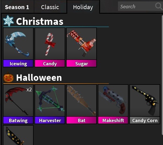 Murder Mystery 2 Inventory