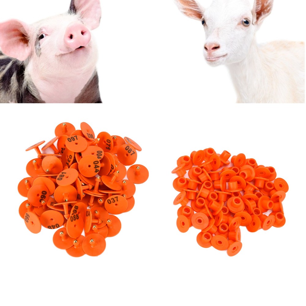 (Orange)Cattle Numbered Ear Tag Convenient Identification Dog Marker Label With