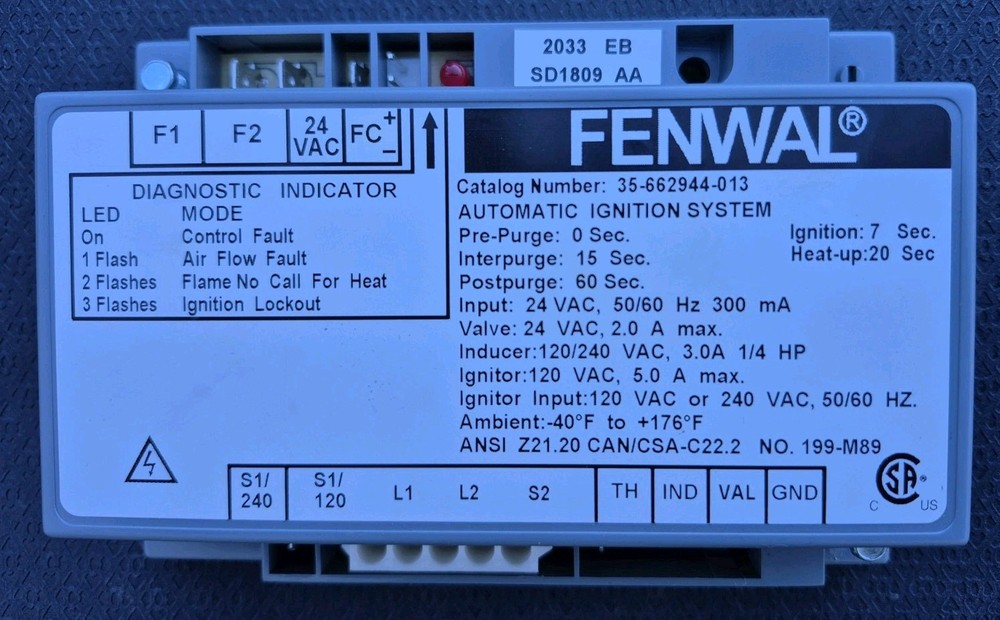 Fenwal Automatic Ignition System 35-662944-013