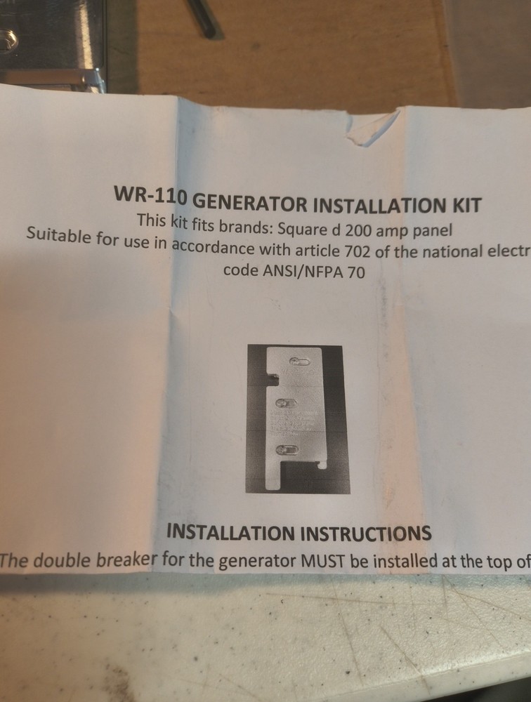 Generator Interlock Kit , Square D 200 Amp Panel