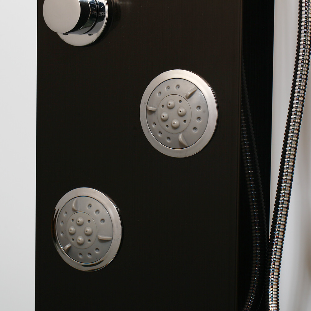 LED Black Shower Panel Display screen Body Massage System Jets Wall Mounted Tap
