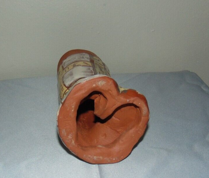 Red Clay Pottery Hieroglyphs Signed Smock Southwester Boot Shaped
