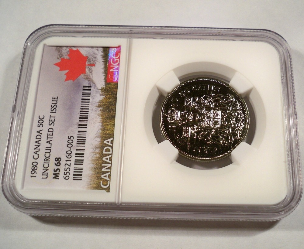 1980 CANADA NGC MS68 HALF DOLLAR 50c BRIGHT WHITE MS 68