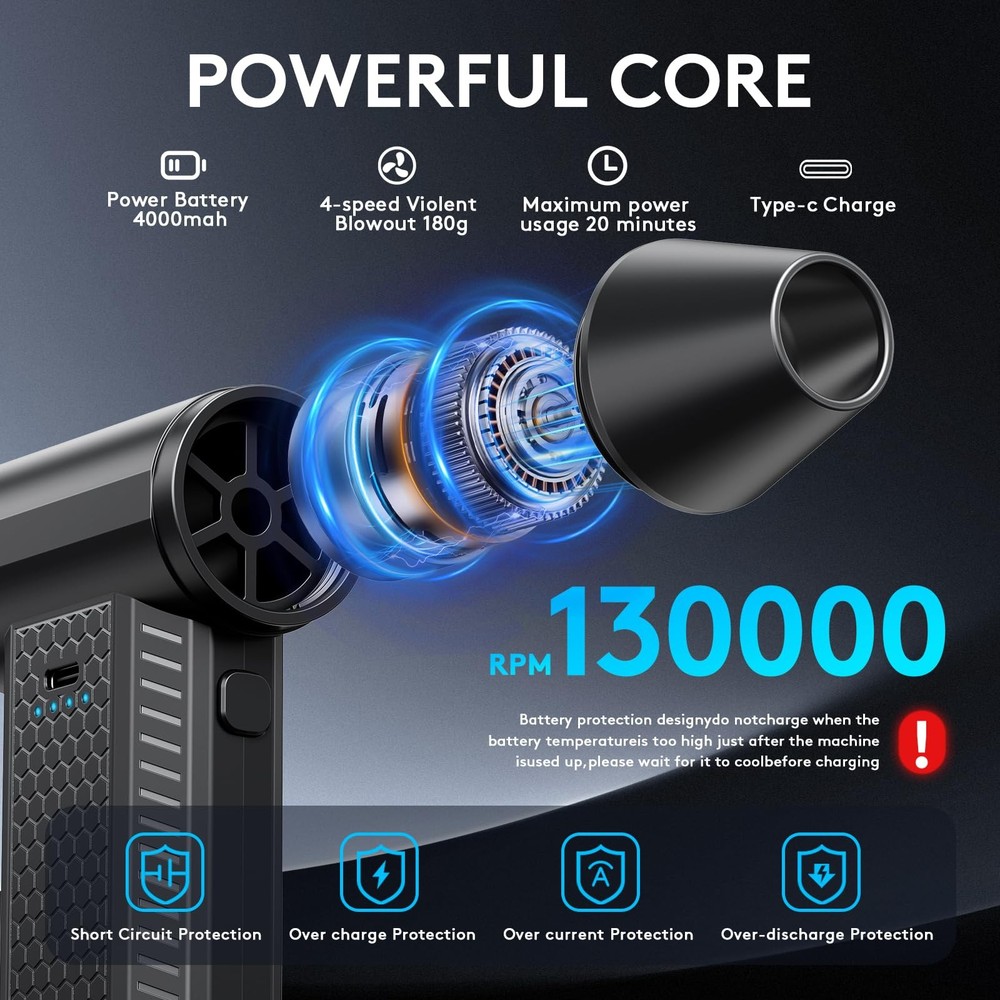 Compressed Air Duster kit-Blower-pc Duster Electric-130000RPM- Replace Compre...