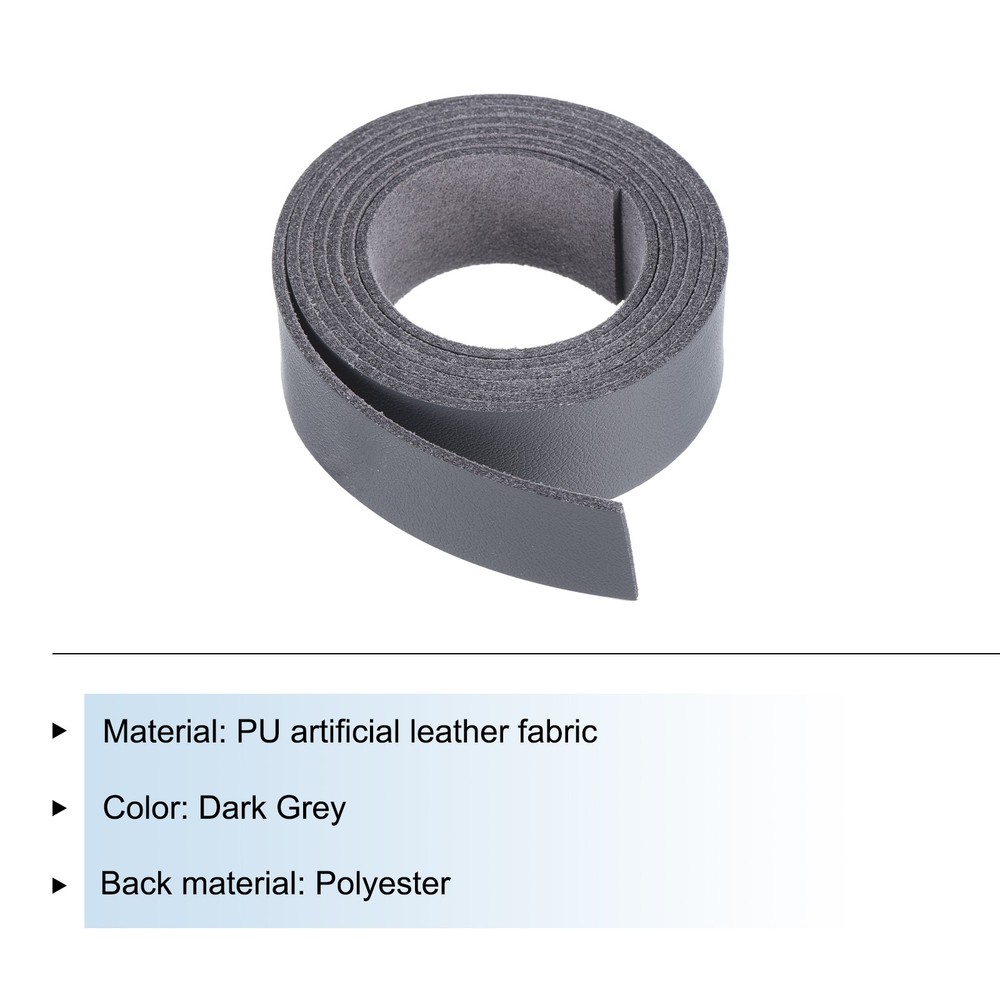 Leather Straps Strip Belt 2cm(0.8" Width) Leather Strips Dark Grey
