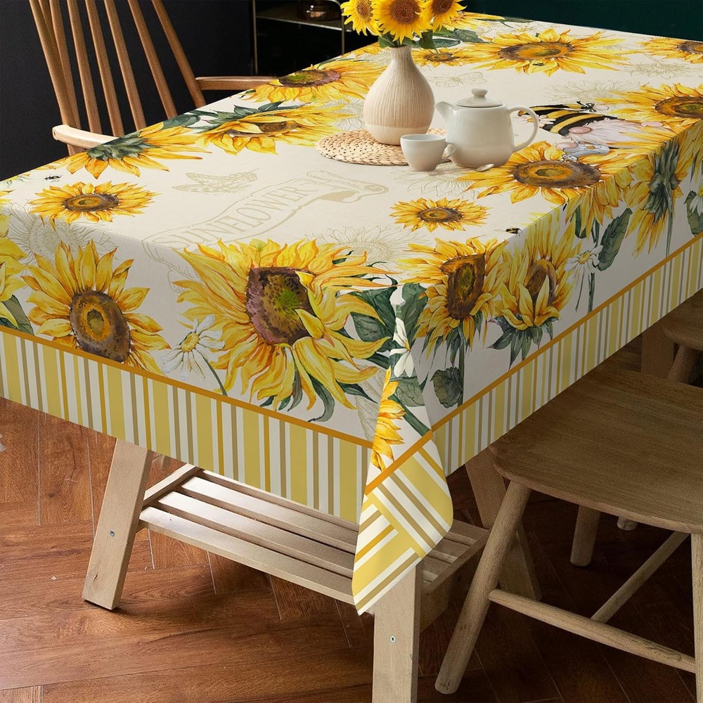 Hexagram Sunflower Tablecloth 60x84 Inch 60" x 84" (Rectangular),