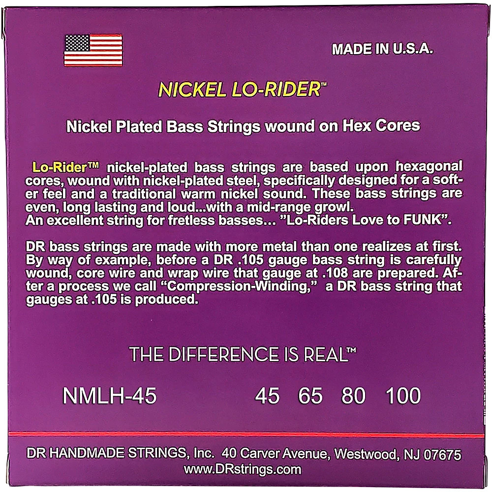 DR Strings Nickel Medium Light Lo-Riders 4-String Bass Strings