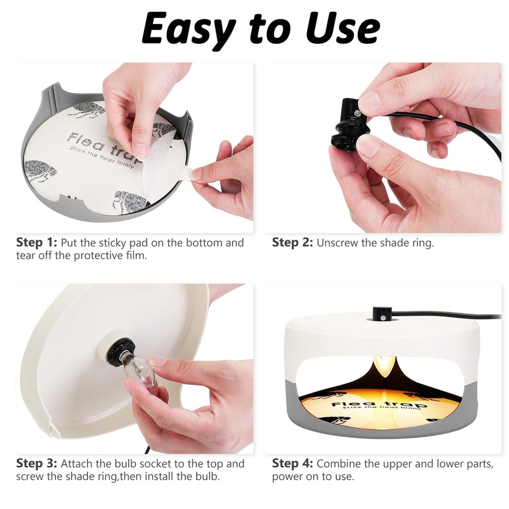 Flea Traps for Inside Your Home, 2 Pack Flea Trap with Sticky Pads Refills & ...