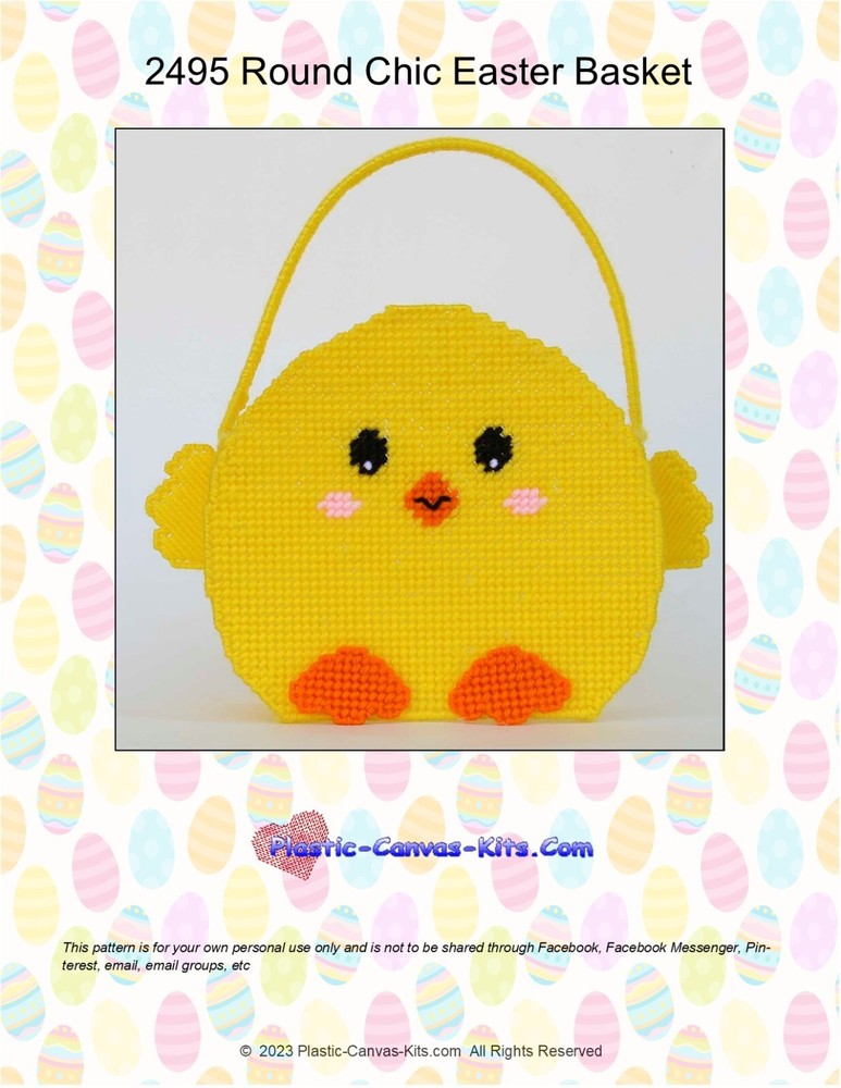 Round Easter Chic Basket-Plastic Canvas Pattern or Kit