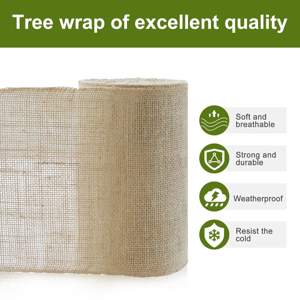 Burlap Tree Protector Wraps 7.8 Inch x 9.8 Ft Winter Trunk Guard 2 Rolls