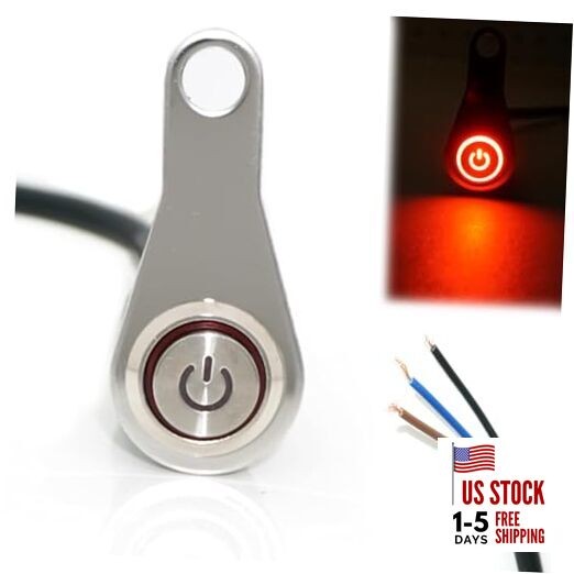 Motorcycle Universal Handlebar Light Power Control Switch Push Button Red