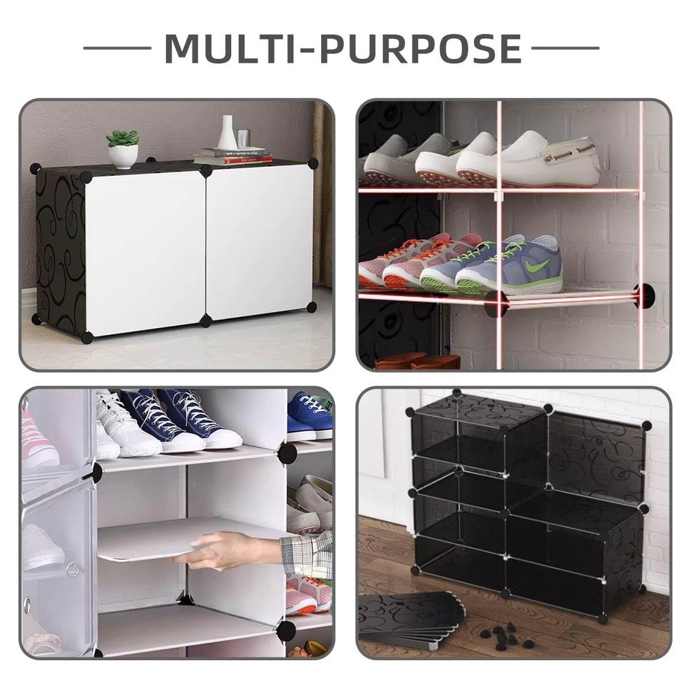 16 Pieces Cube Connectors Plastic Storage Cubes Wire Black