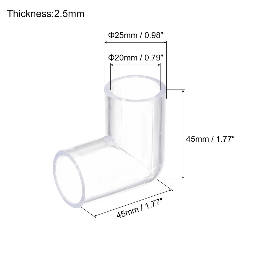 2Pcs Pipe Elbow Connector, 20mm/0.79" 2 Way Elbow for Aquariums
