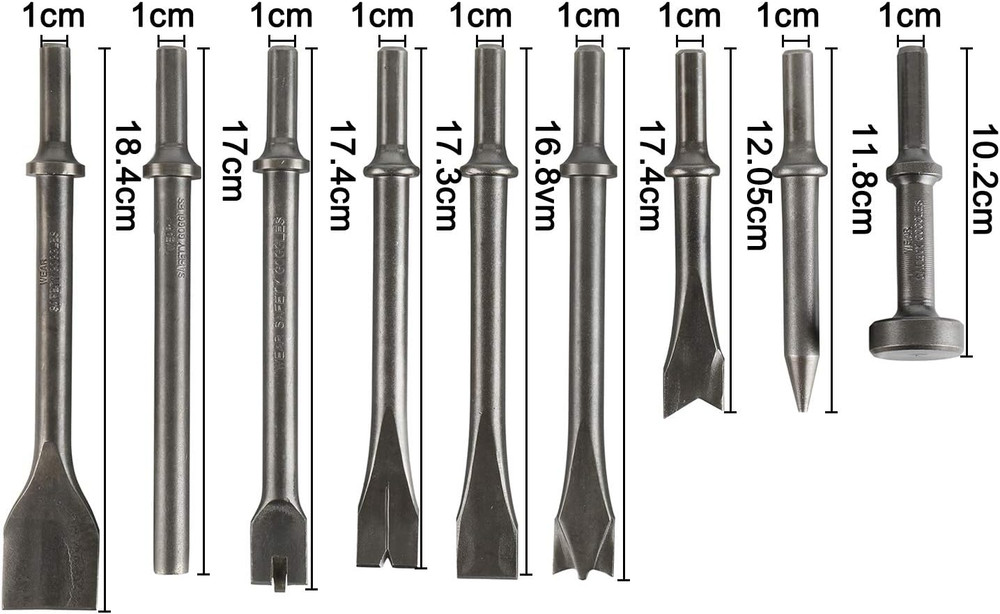 Pneumatic Chisel Set 9Pcs Air Hammer Punch Chipping Bits Tool