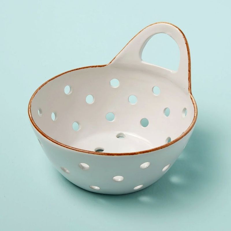 Yara Stoneware Colander Basket w/Handle