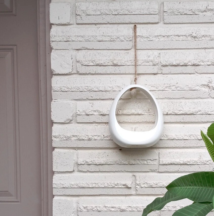Wall Hanging Planter Pot Unique Skinny Shape Ceramic White