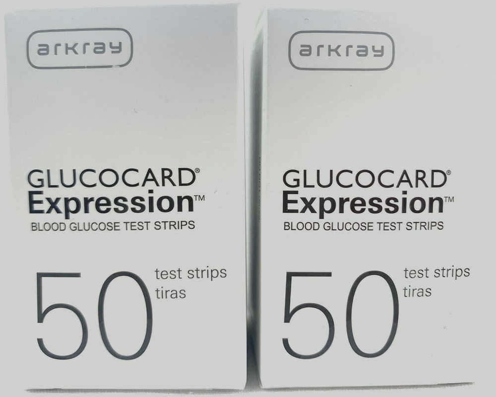 Arkray Glucocard Expression Diabetic Test Strips 2 boxes (100 Ct)