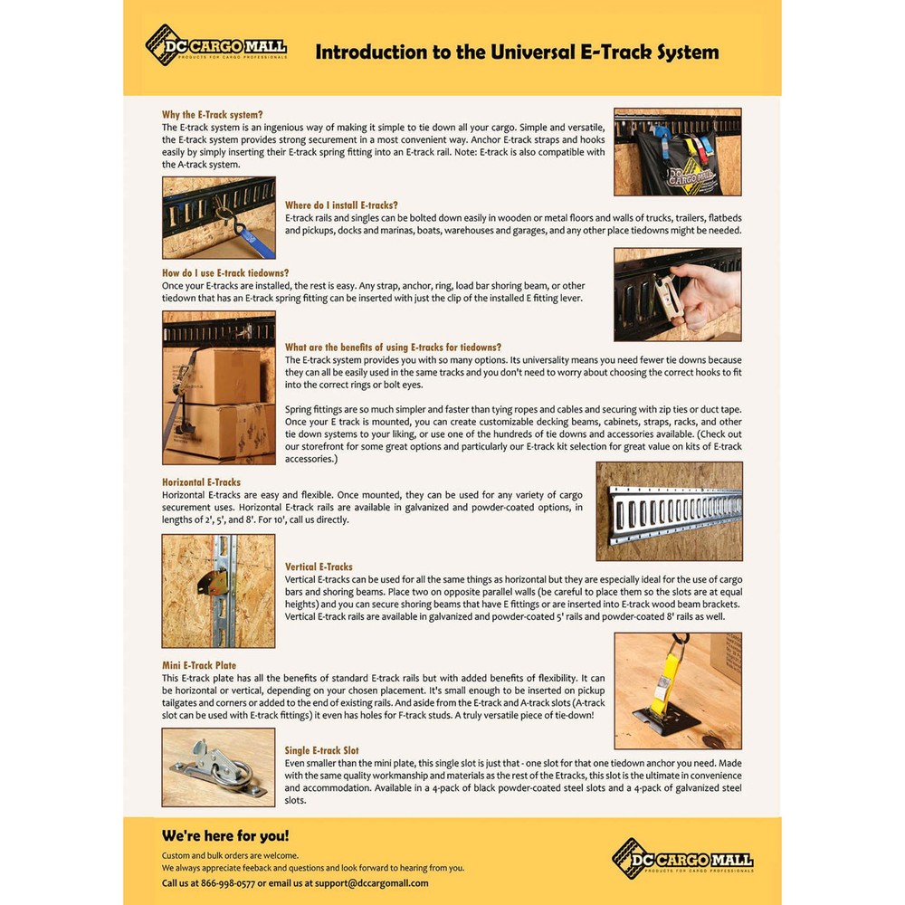 DC Cargo E-Track Rail, Vertical, Black Powder Coated, 8', 4-pack