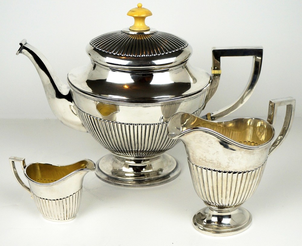 800 Fine Silver Austrian Tea Set circa 1900 Museum quality 3-pc Eduard Friedmann