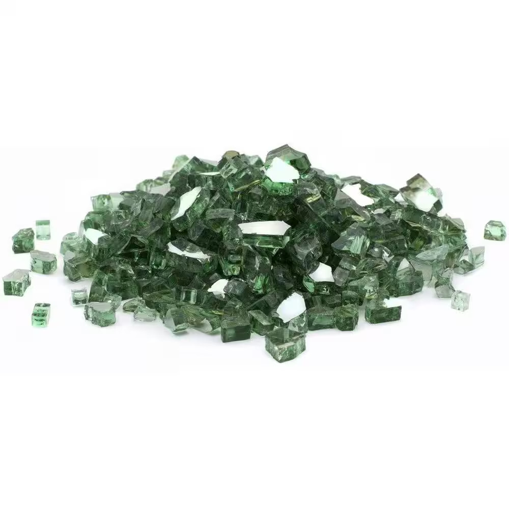 1/2 In. 10 Lb. Medium Green Reflective Tempered Fire Glass