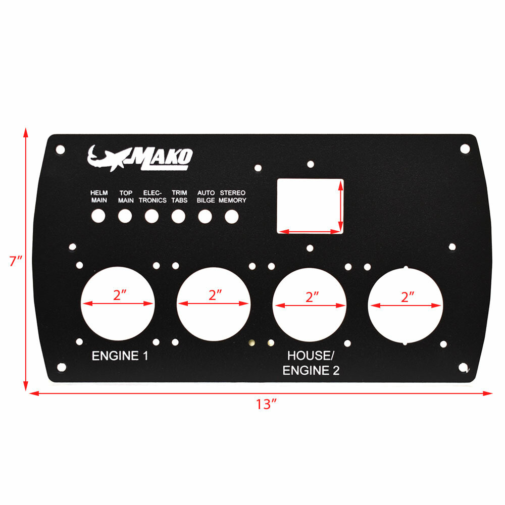 Mako Boat Blank Battery Switch Panel 324343 | Black Aluminum
