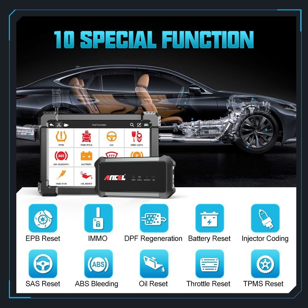 ANCEL X7 Bluetooth OBD2 Scanner Bi-directional Scan Tool Full System Diagnostic