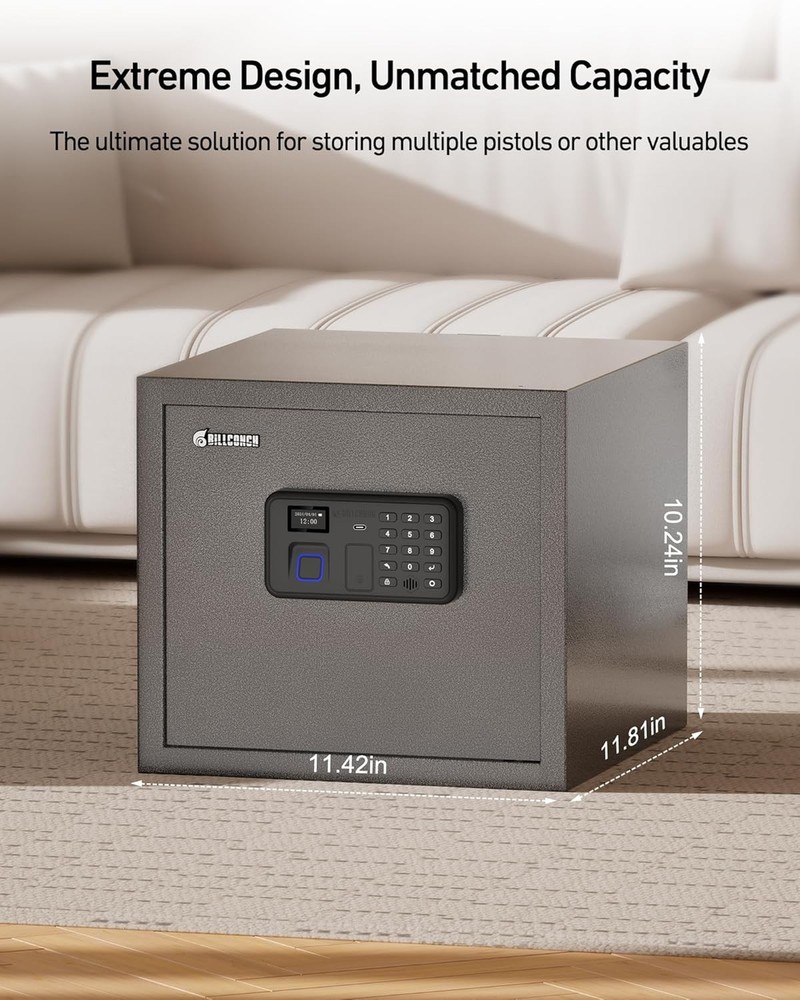 Billconch Smart Gun Safe for Multiple Pistols - Automatic Lock Safe Box with LCD