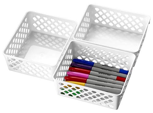 Officemate Medium Supply Basket, 3-Pack, White - Durable Organizing Storage