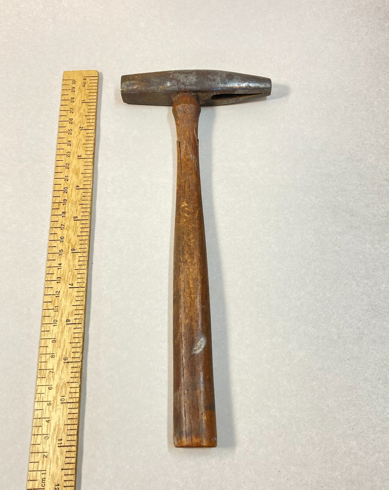 Vintage Tack Hammer Split Head Nail Puller Square Face 10" Wood Handle