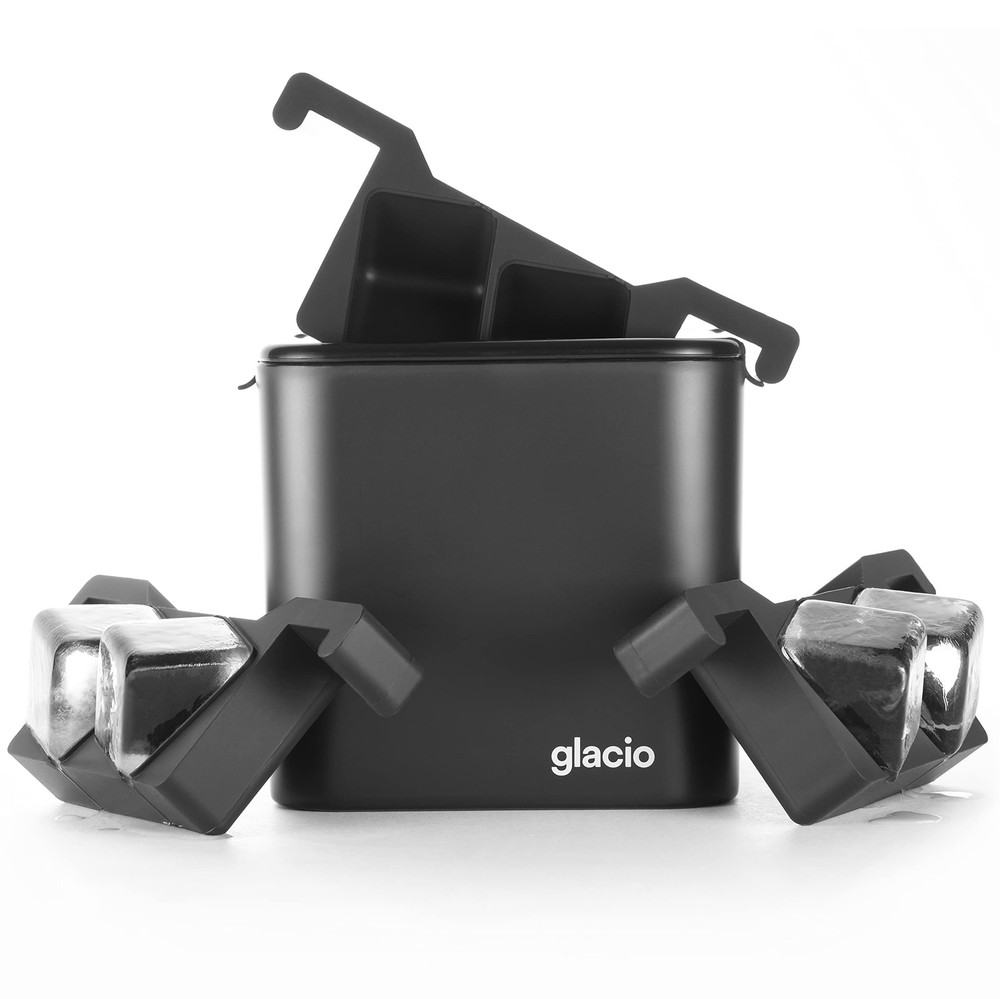 Clear Ice Maker Set – Crystal Ball & Cube 4 Cavity - Cube, Black