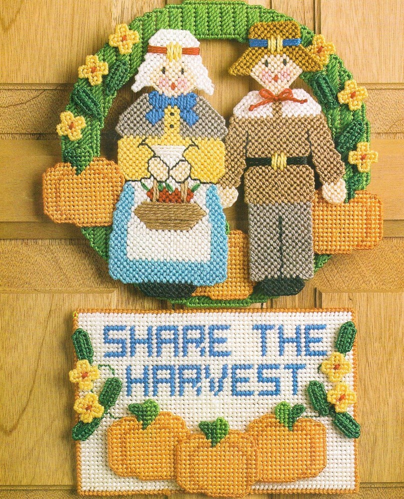 SHARE THE HARVEST THANKSGIVING PILGRIMS PLASTIC CANVAS PATTERN INSTRUCTIONS