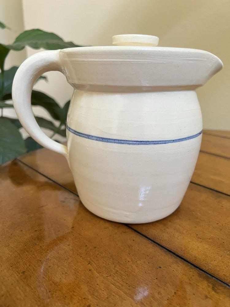 Vintage Hand-painted Farm Barn Scene on Ceramic Handled Pitcher Signed