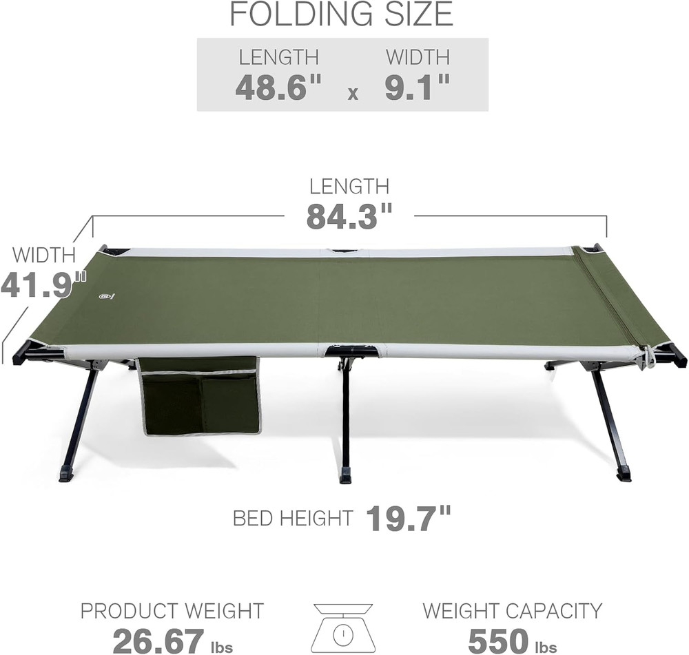 EVER ADVANCED Extra Wide Camping Cot for Adults Oversized XXL Sleeping Cots Fold