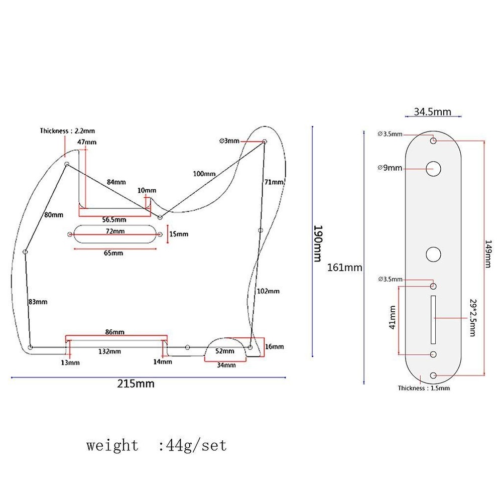 Maple Pickguard Scratch Plate for TEL Electric Guitar