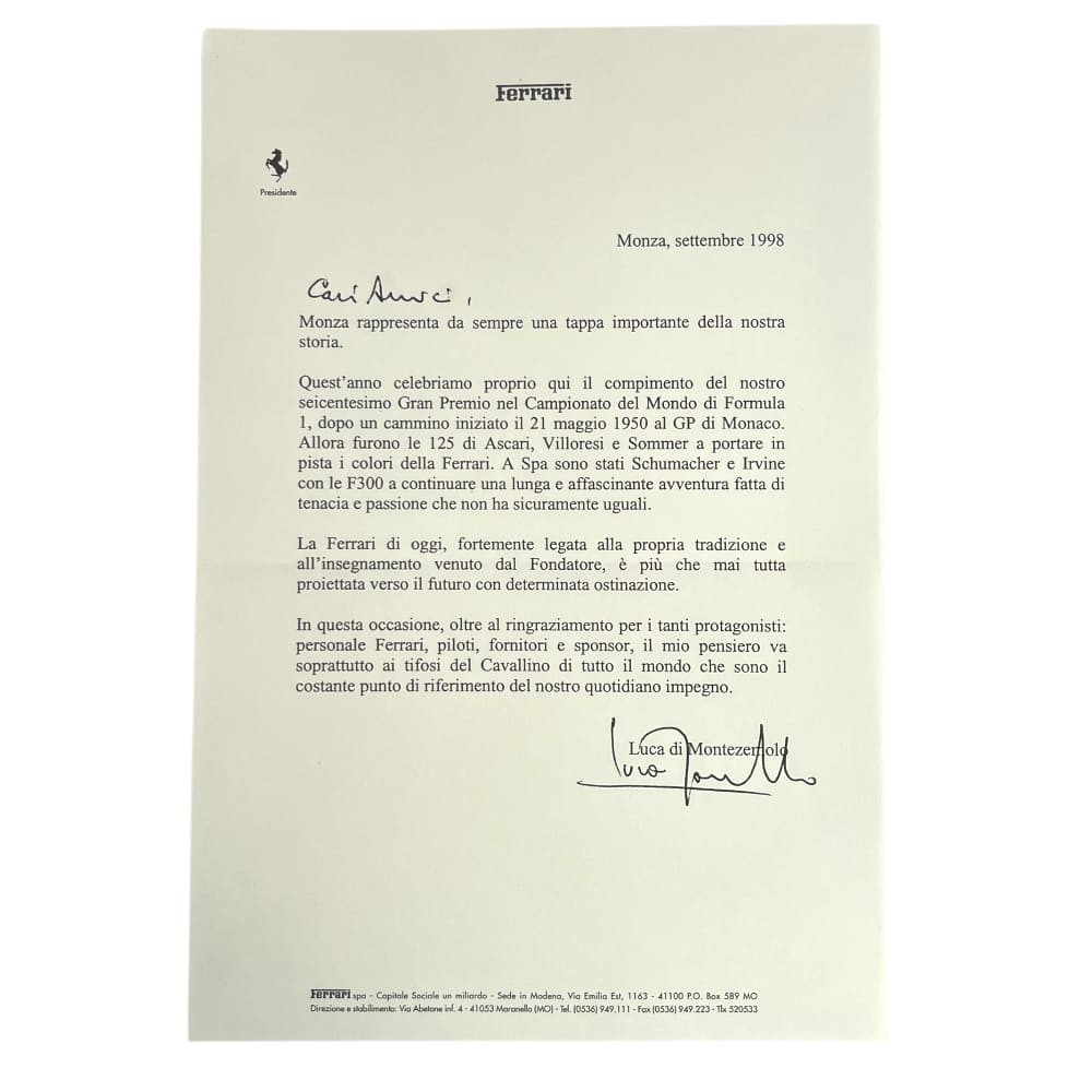 Complete Ferrari Celebrations Program for the 600 GP in Formula 1, Monza, S...