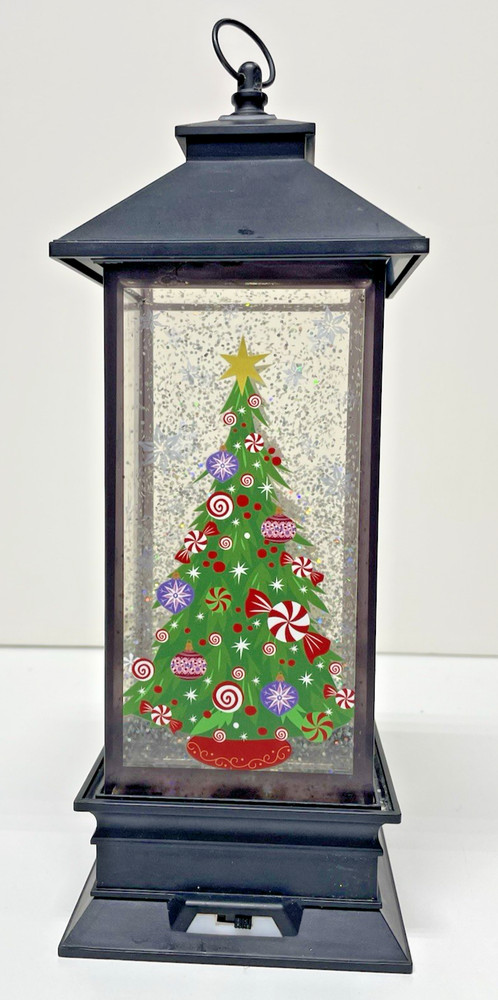 Christmas Snow Globe Lantern Light With Tree Disney Sparkles WORKS