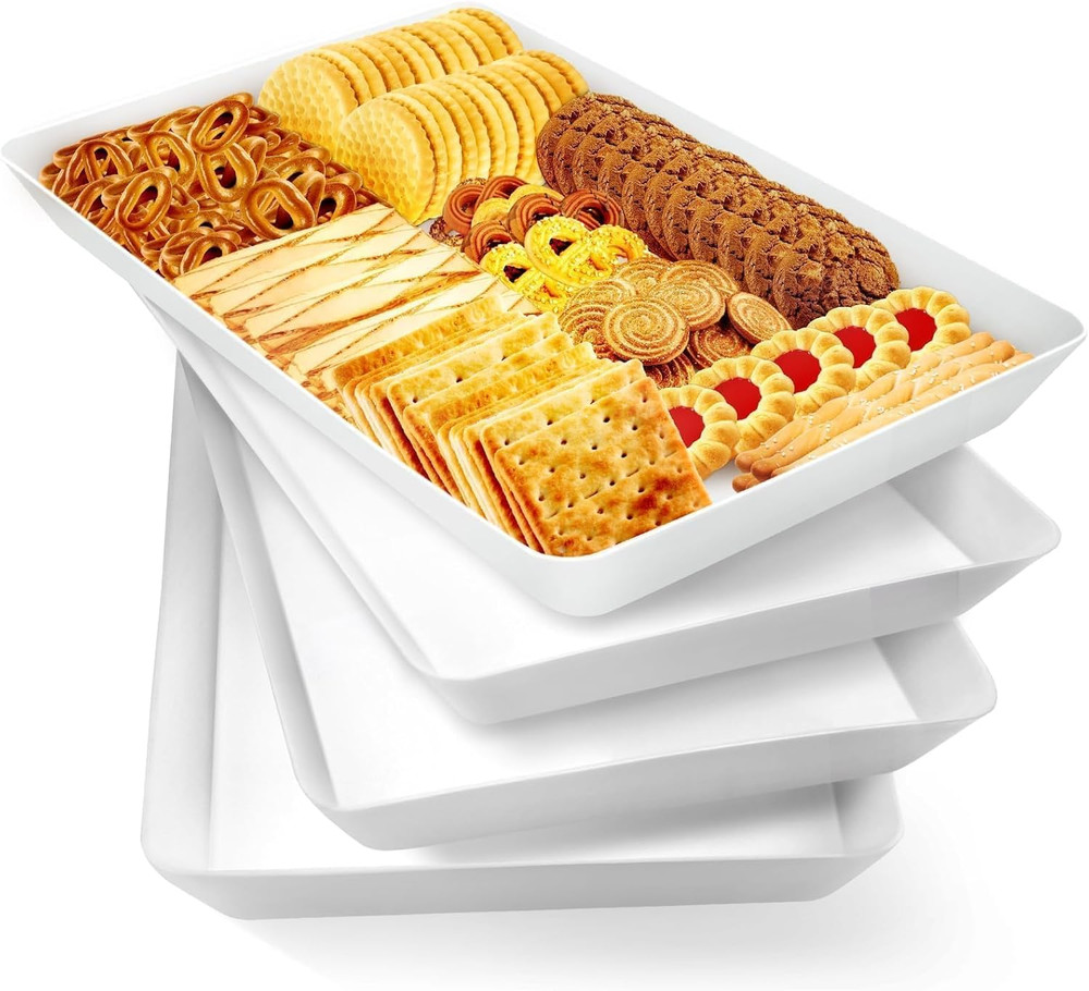 WOWBOX 4 Pcs Serving Tray for Entertaining, Grilling BBQ Accessories, Serving Pl
