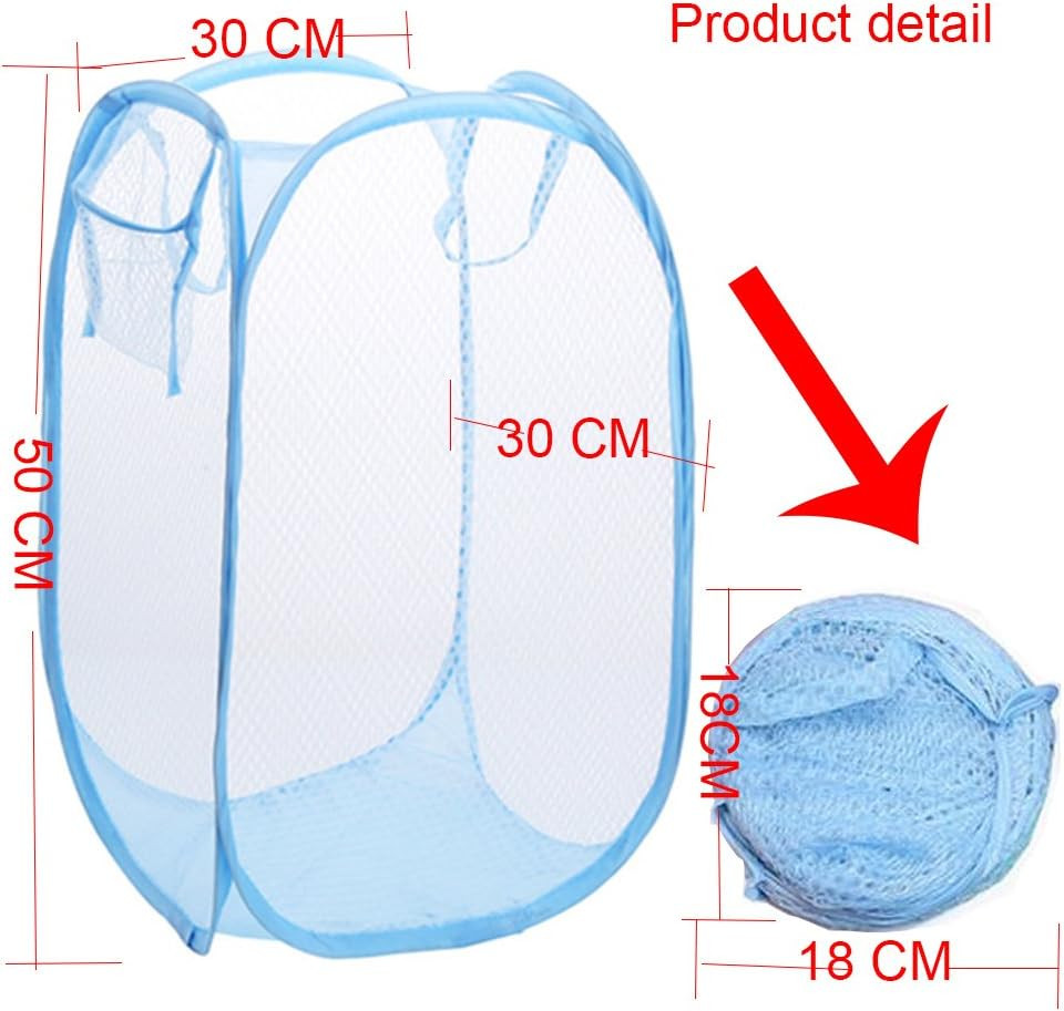 Foldable Pop-Up Mesh Laundry Hamper with Side Pocket Clothes Laundry Basket Stor