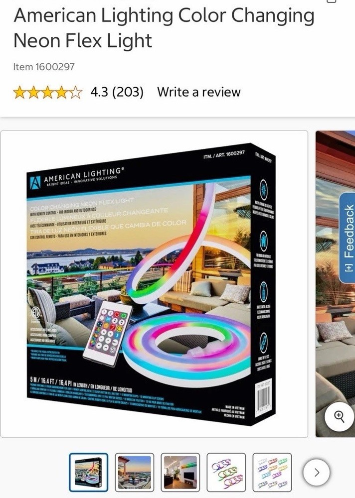 American Lighting Color Changing LED Light Strip 16.4 ft Remote Control