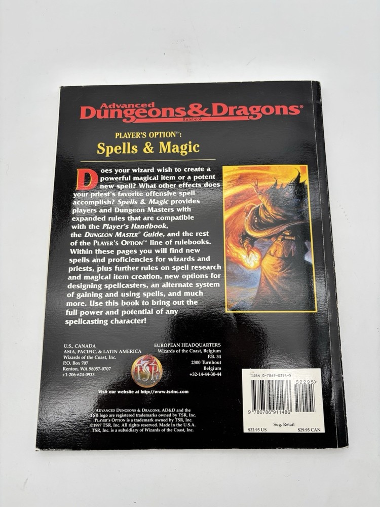 Advanced Dungeons & Dragons Player’s Option: Spells & Magic #2163 VG Condition