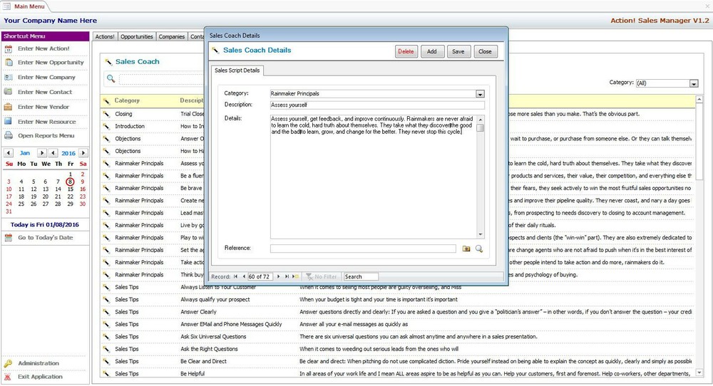 MS Access Based Sales Manager CRM Software - Use As-Is or Customizable