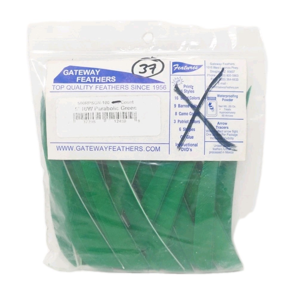 37 Count Gateway Feathers 5" Right Wing: Parabolic Green