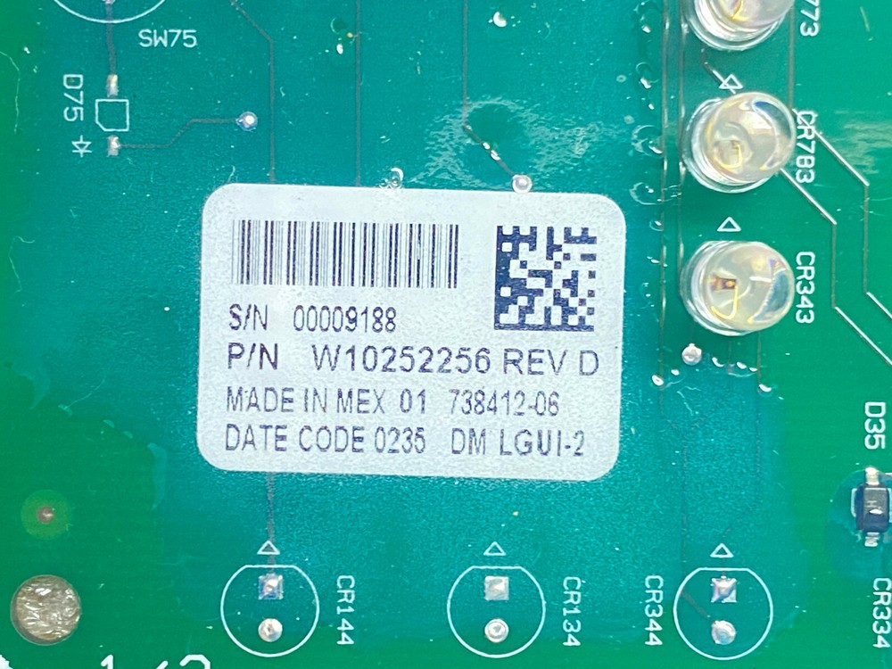 Whirlpool Washer User Interface W10252256 (W10272636)