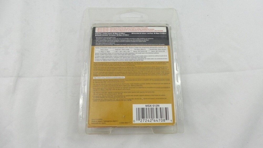 Sony 512 MB High Speed Memory Stick PRO Media (MSX-512N)